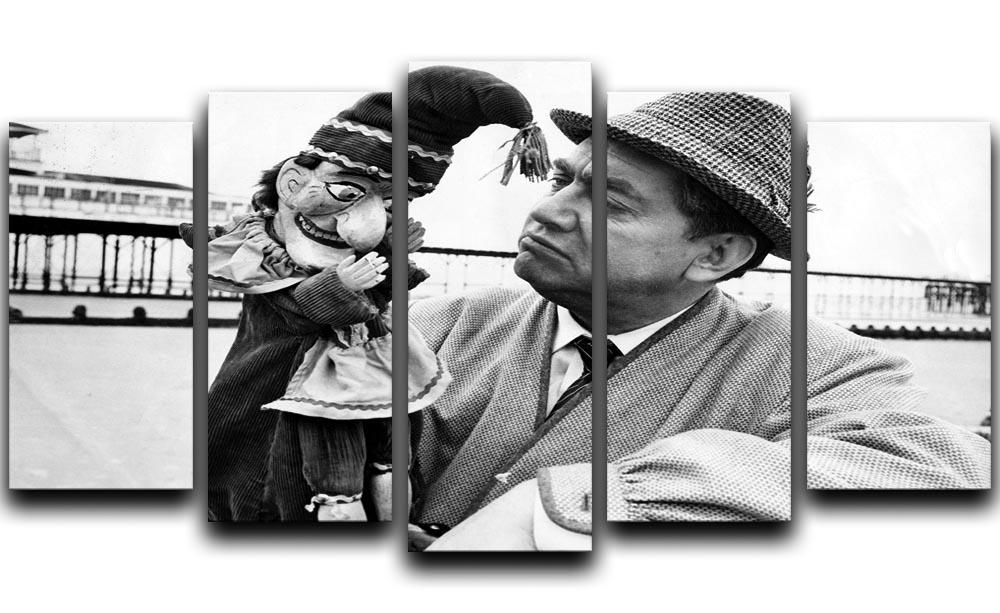 Tony Hancock in the Punch and Judy Man 5 Split Panel Canvas artwork, featuring vibrant colors and dynamic design across five panels.